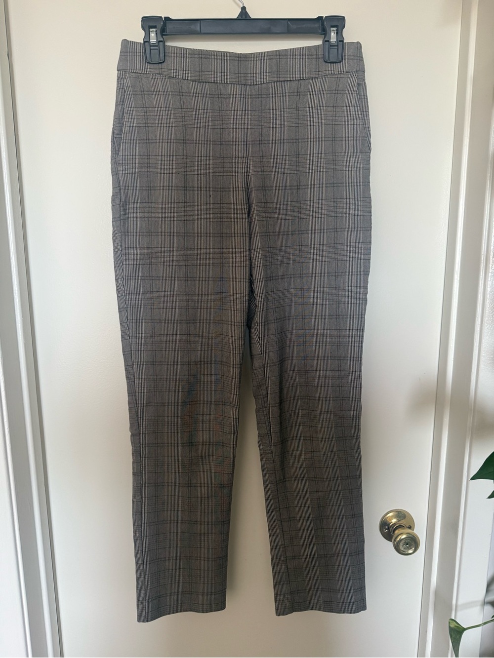 Hilary Radley Gray Plaid Pull-On Stretch Dress Pants XS